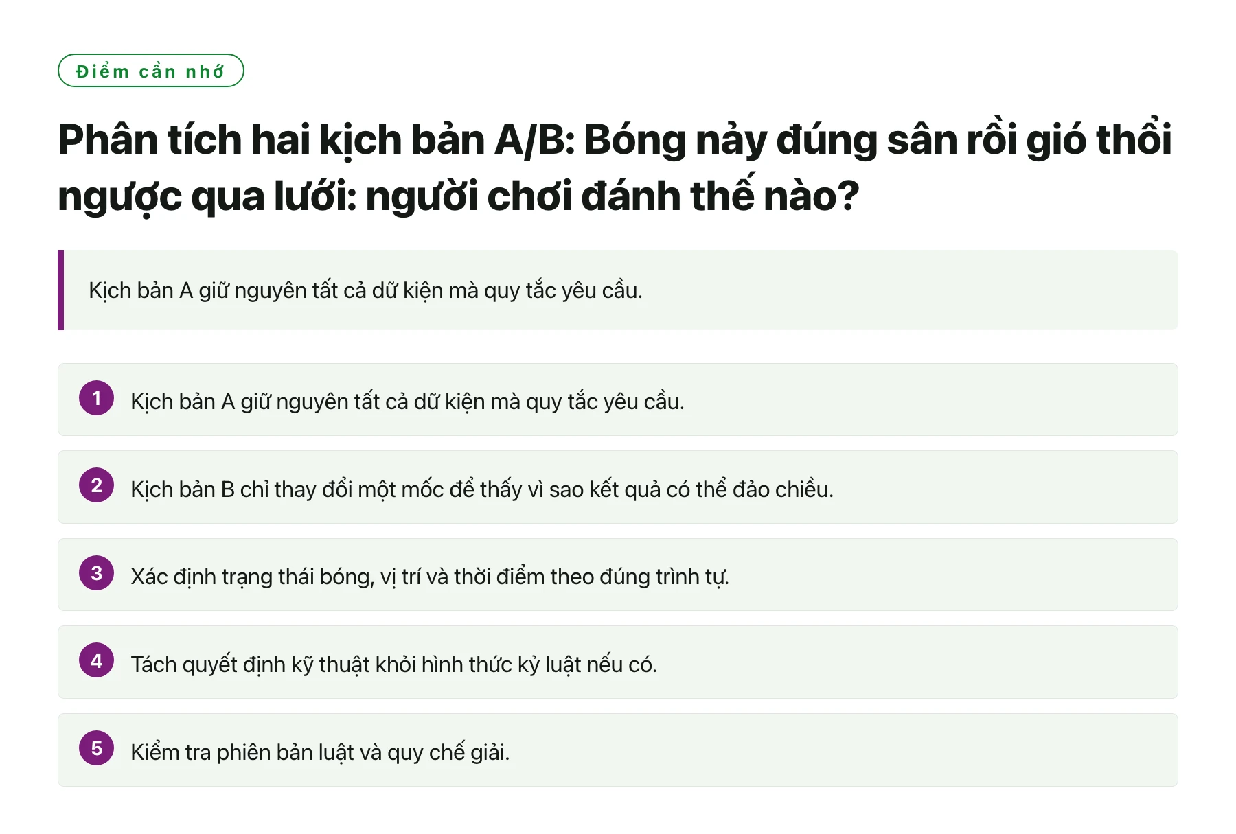 Phân tích hai kịch bản A/B: Bóng nảy đúng sân rồi gió thổi ngược qua lưới: người chơi đánh thế nào?——全文要点速览